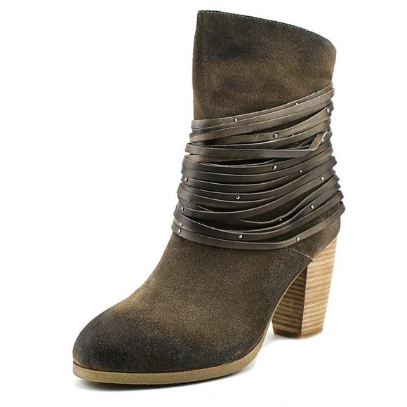 Antelope Shoes - Antelope New BOOTS Suede Leather Stud Fringe Back Zip Ankle NWT Womens 9.5-10